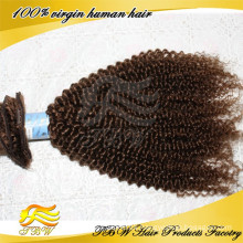 Venta caliente barato mejor calidad clip de color marrón de 120 g en extensiones de cabello de una sola pieza